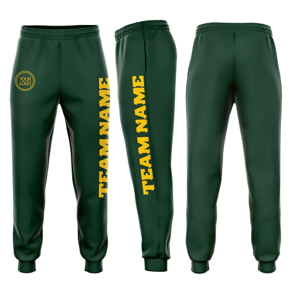 Custom Green Gold Fleece Jogger Sweatpants photo 1