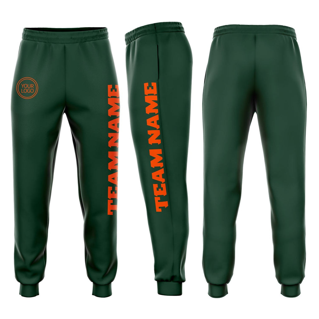 Custom Green Orange Fleece Jogger Sweatpants photo 1