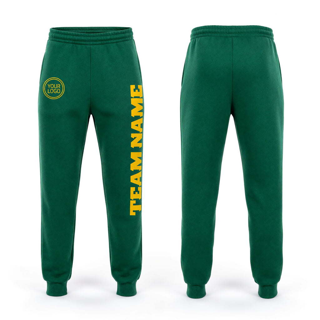 Custom Kelly Green Gold Fleece Jogger Sweatpants