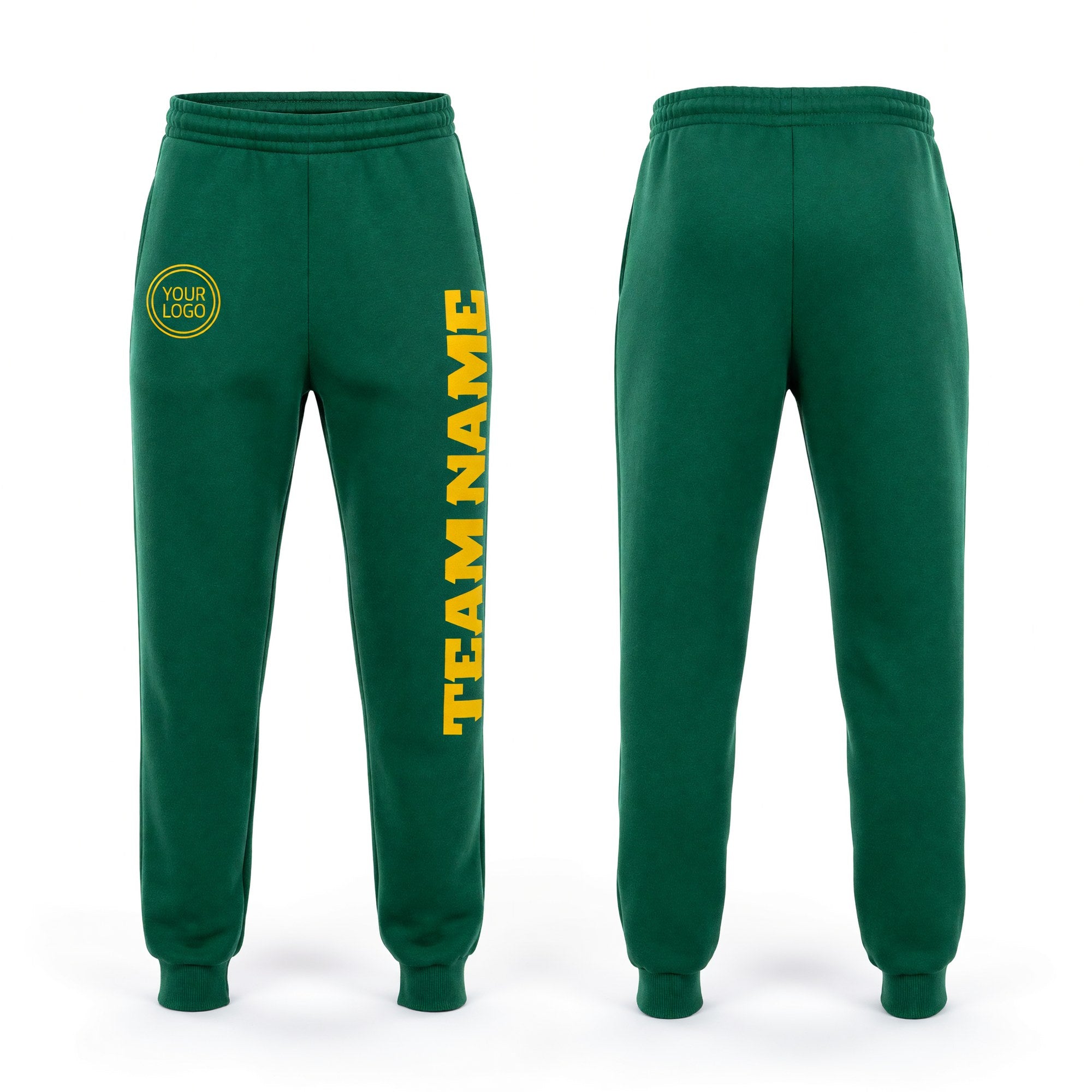 Custom Kelly Green Gold Fleece Jogger Sweatpants