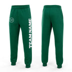Custom Kelly Green White Fleece Jogger Sweatpants
