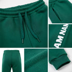 Custom Kelly Green White Fleece Jogger Sweatpants detail