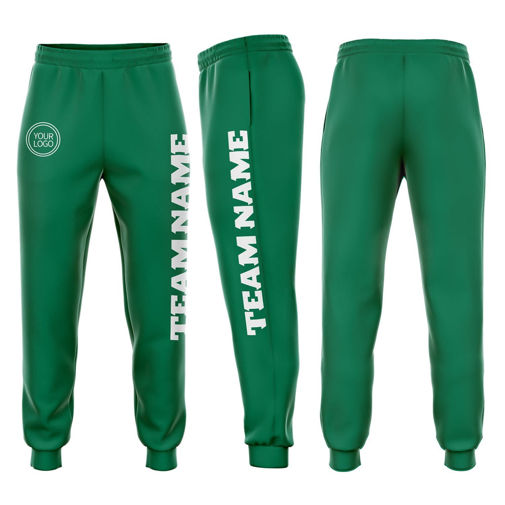 Custom Kelly Green White Fleece Jogger Sweatpants photo 1