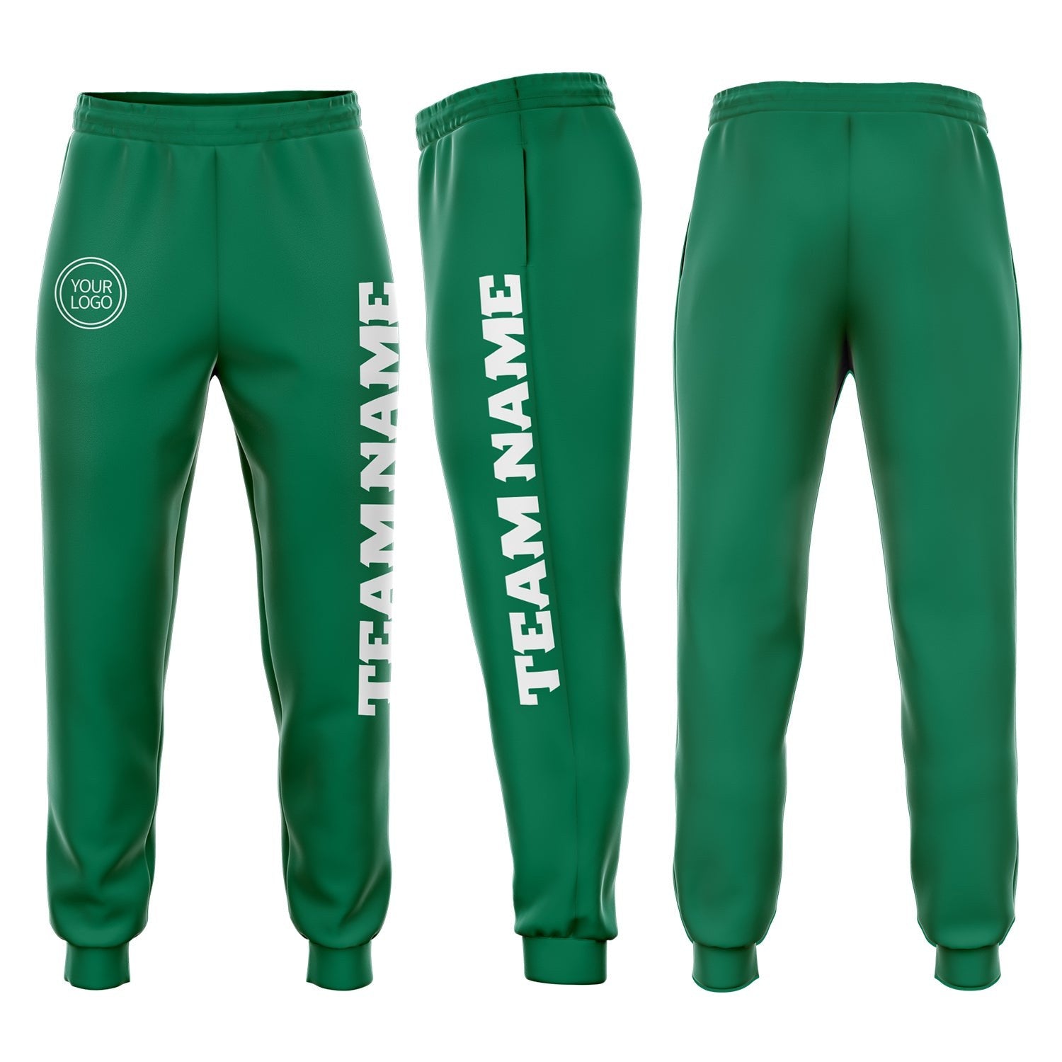 Custom Kelly Green White Fleece Jogger Sweatpants photo 1