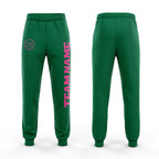 Custom Kelly Green Pink Fleece Jogger Sweatpants