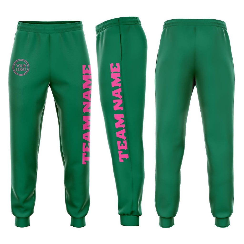 Custom Kelly Green Pink Fleece Jogger Sweatpants photo 1