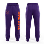 Custom Purple Orange Fleece Jogger Sweatpants