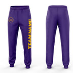 Custom Purple Gold Fleece Jogger Sweatpants