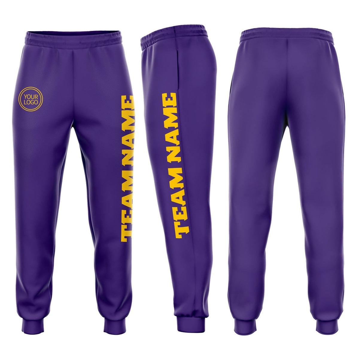 Custom Purple Gold Fleece Jogger Sweatpants photo 1
