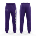 Custom Purple Gray Fleece Jogger Sweatpants