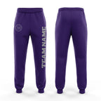 Custom Purple Gray Fleece Jogger Sweatpants
