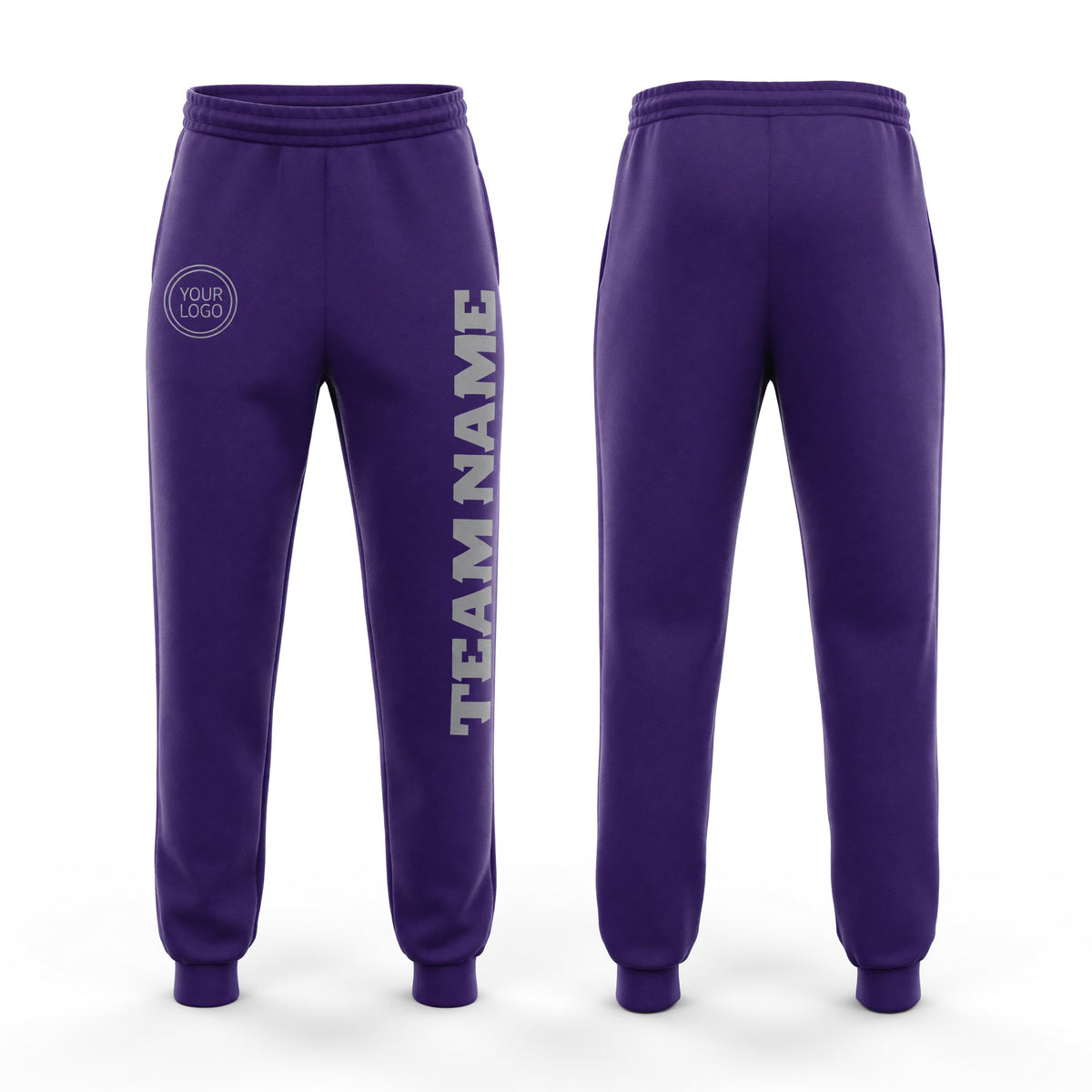 Custom Purple Gray Fleece Jogger Sweatpants