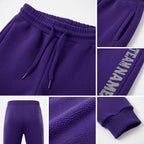 Custom Purple Gray Fleece Jogger Sweatpants detail