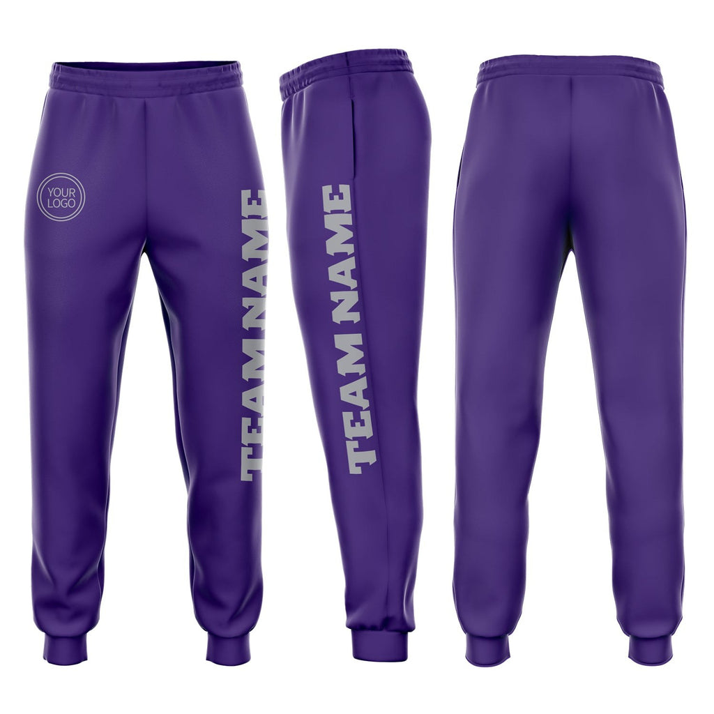 Custom Purple Gray Fleece Jogger Sweatpants photo 1