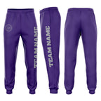 Custom Purple Gray Fleece Jogger Sweatpants photo 1