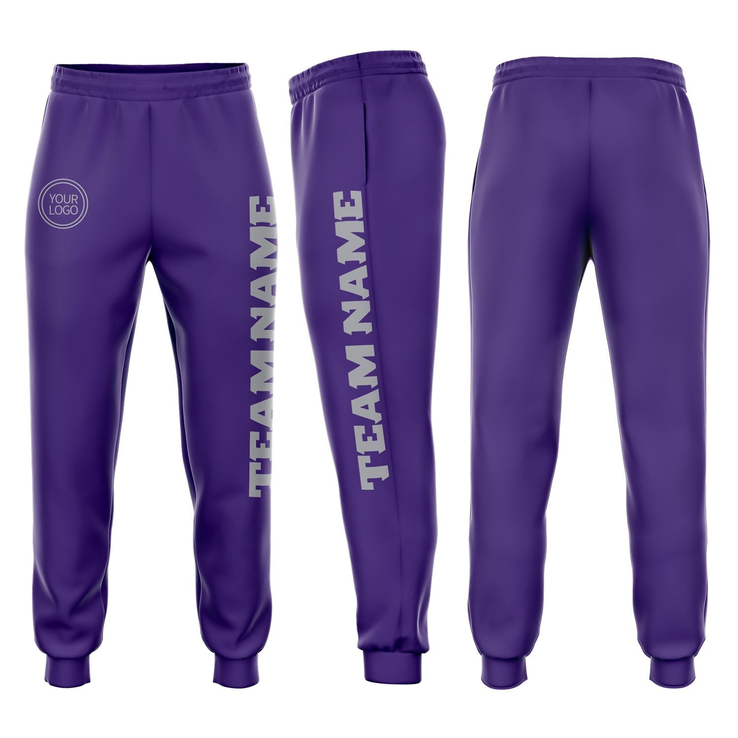Custom Purple Gray Fleece Jogger Sweatpants photo 1