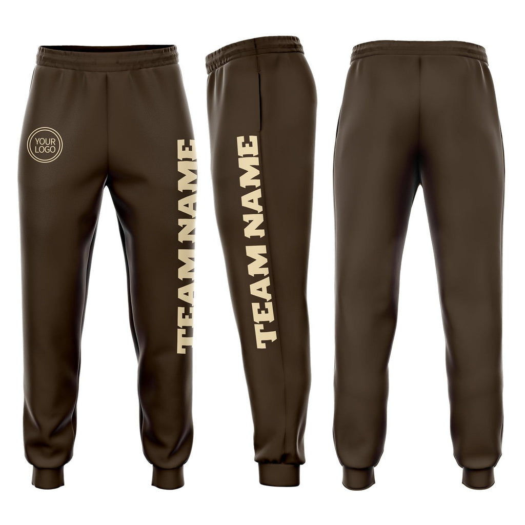 Custom Brown Cream Fleece Jogger Sweatpants photo 1