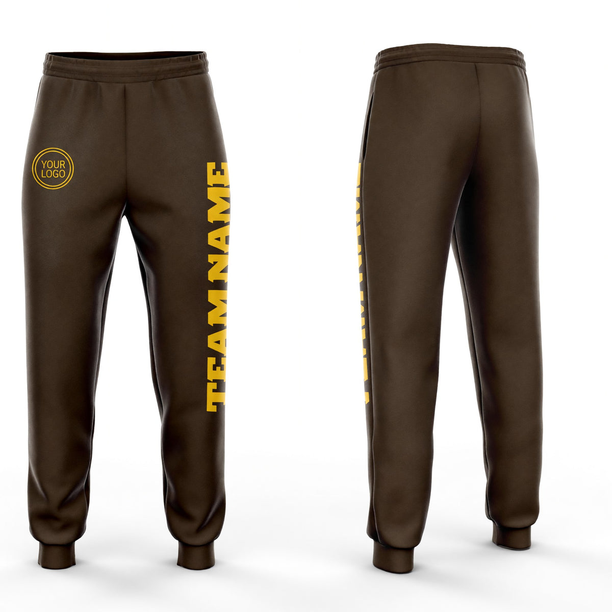 Custom Brown Gold Fleece Jogger Sweatpants