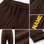 Custom Brown Gold Fleece Jogger Sweatpants detail