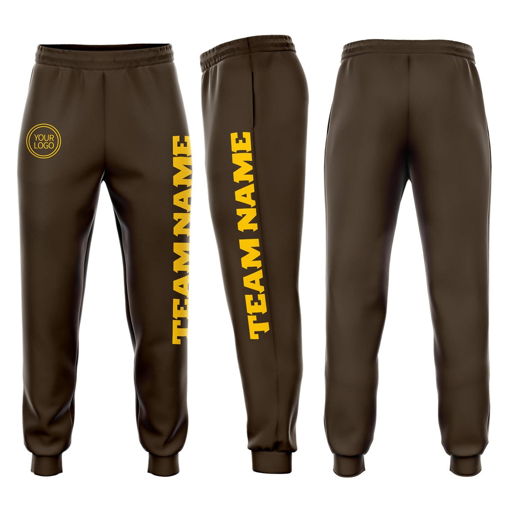 Custom Brown Gold Fleece Jogger Sweatpants photo 1