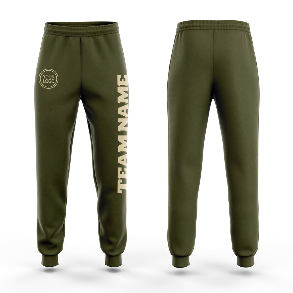 Custom Olive Cream Fleece Salute To Service Jogger Sweatpants