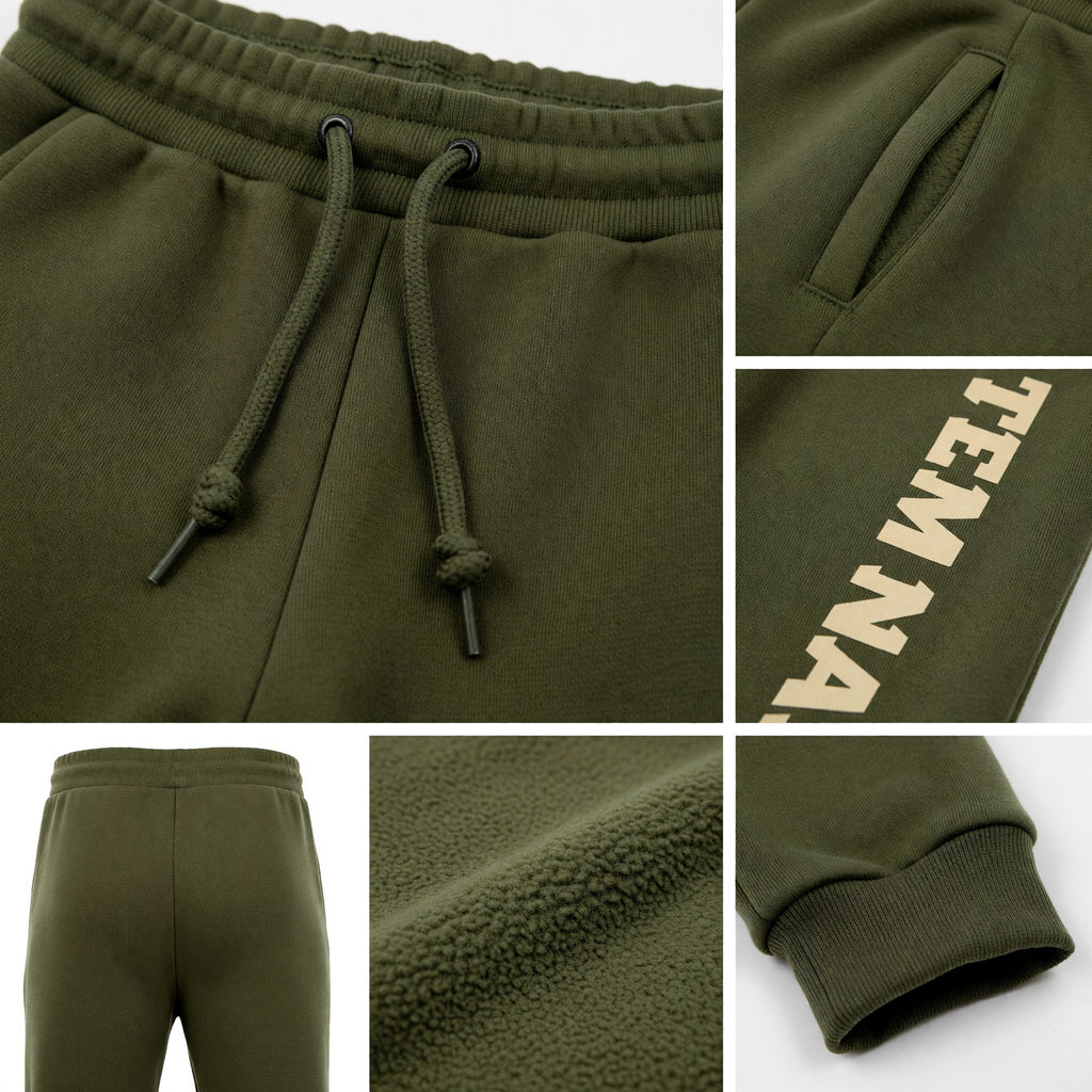 Custom Olive Cream Fleece Salute To Service Jogger Sweatpants detail
