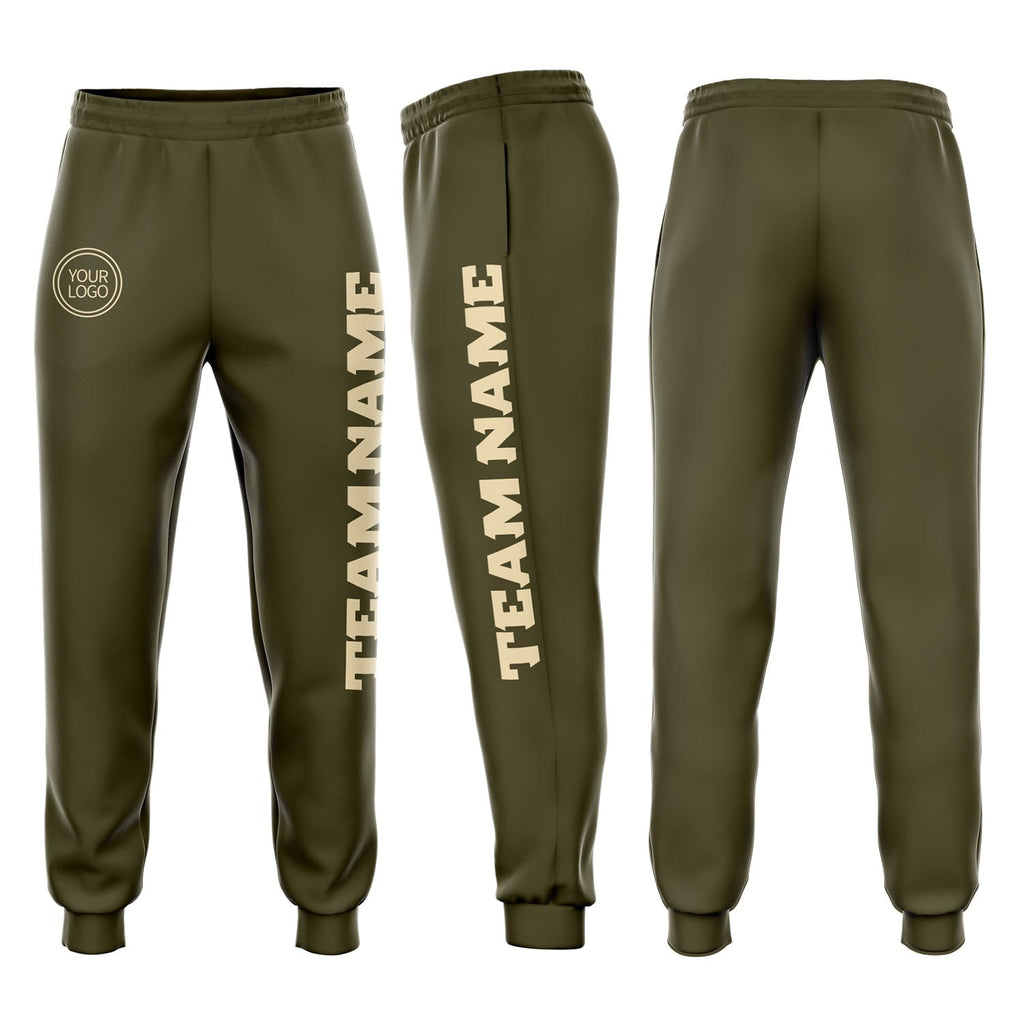Custom Olive Cream Fleece Salute To Service Jogger Sweatpants photo 1