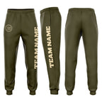 Custom Olive Cream Fleece Salute To Service Jogger Sweatpants photo 1