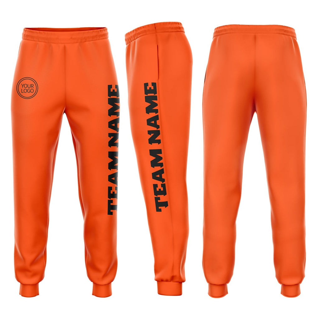 Custom Orange Black Fleece Jogger Sweatpants photo 1