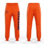 Custom Orange Navy Fleece Jogger Sweatpants