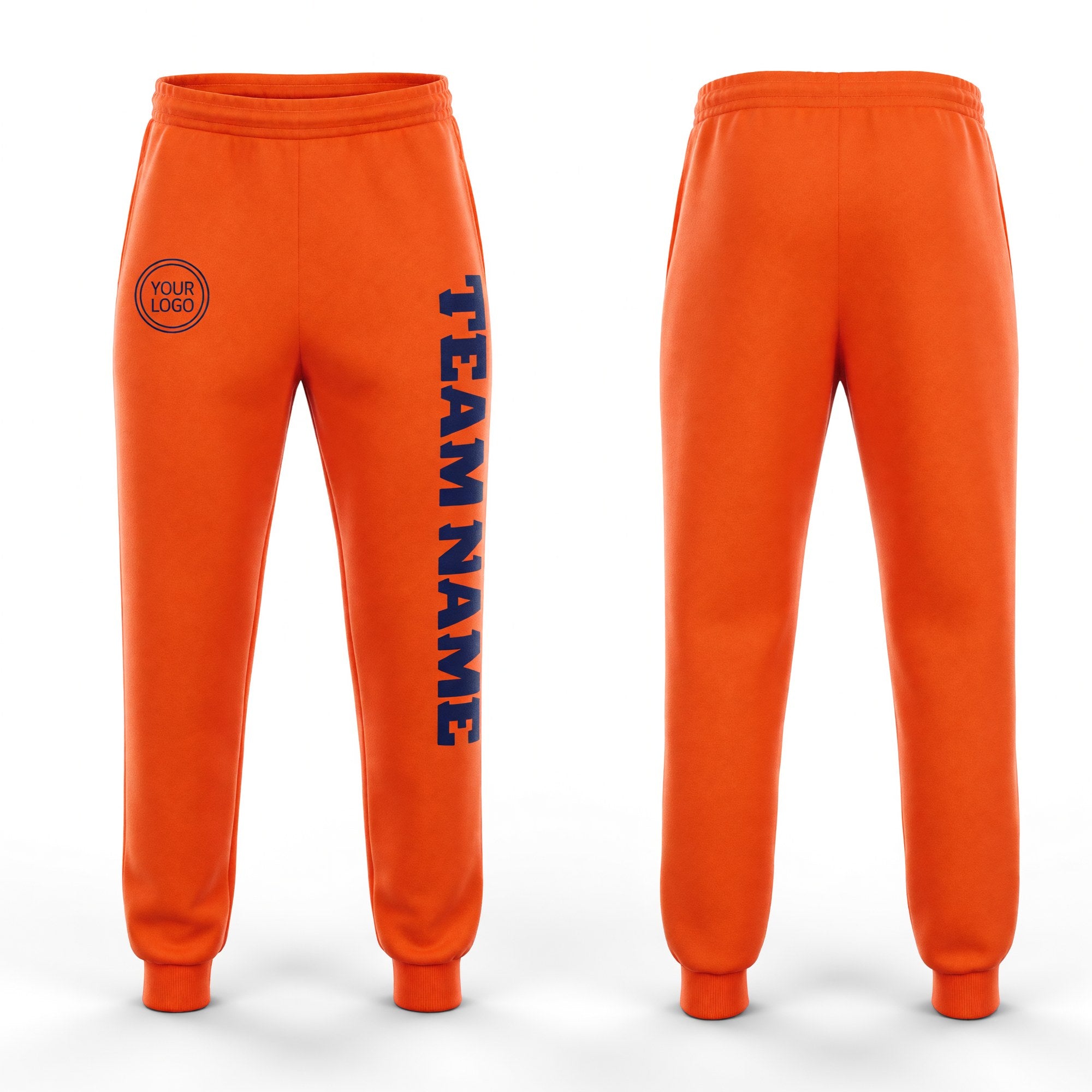 Custom Orange Navy Fleece Jogger Sweatpants