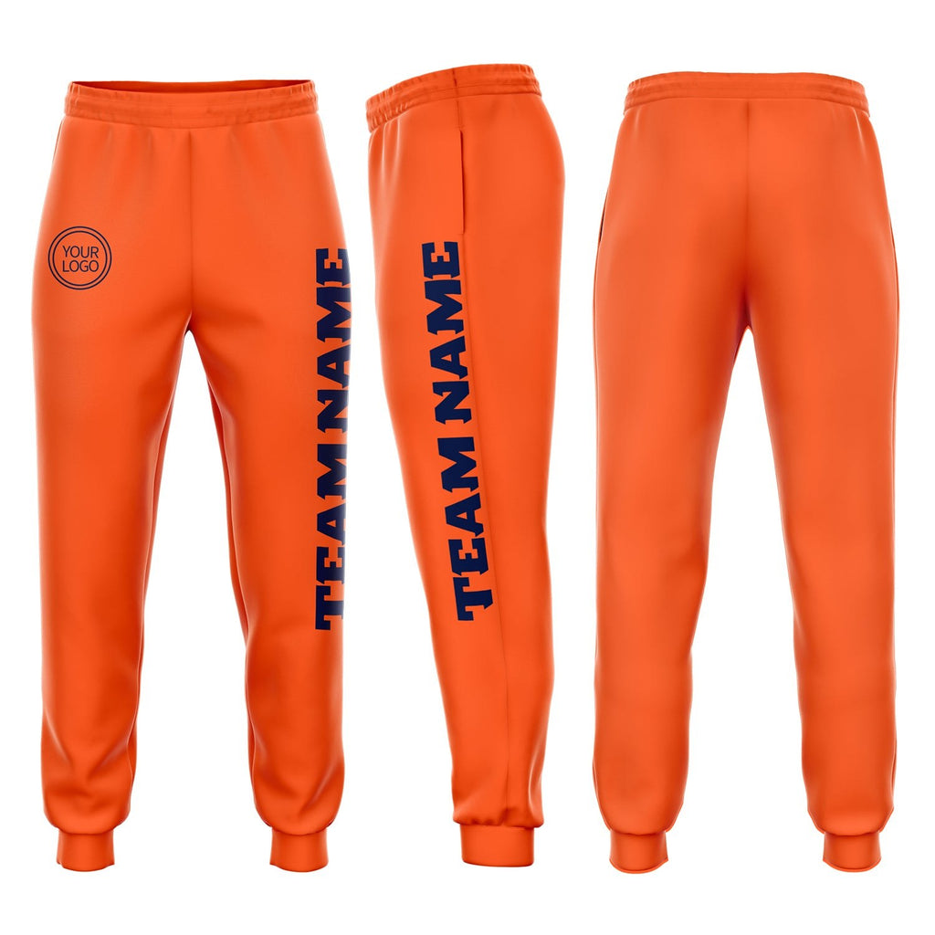 Custom Orange Navy Fleece Jogger Sweatpants photo 1