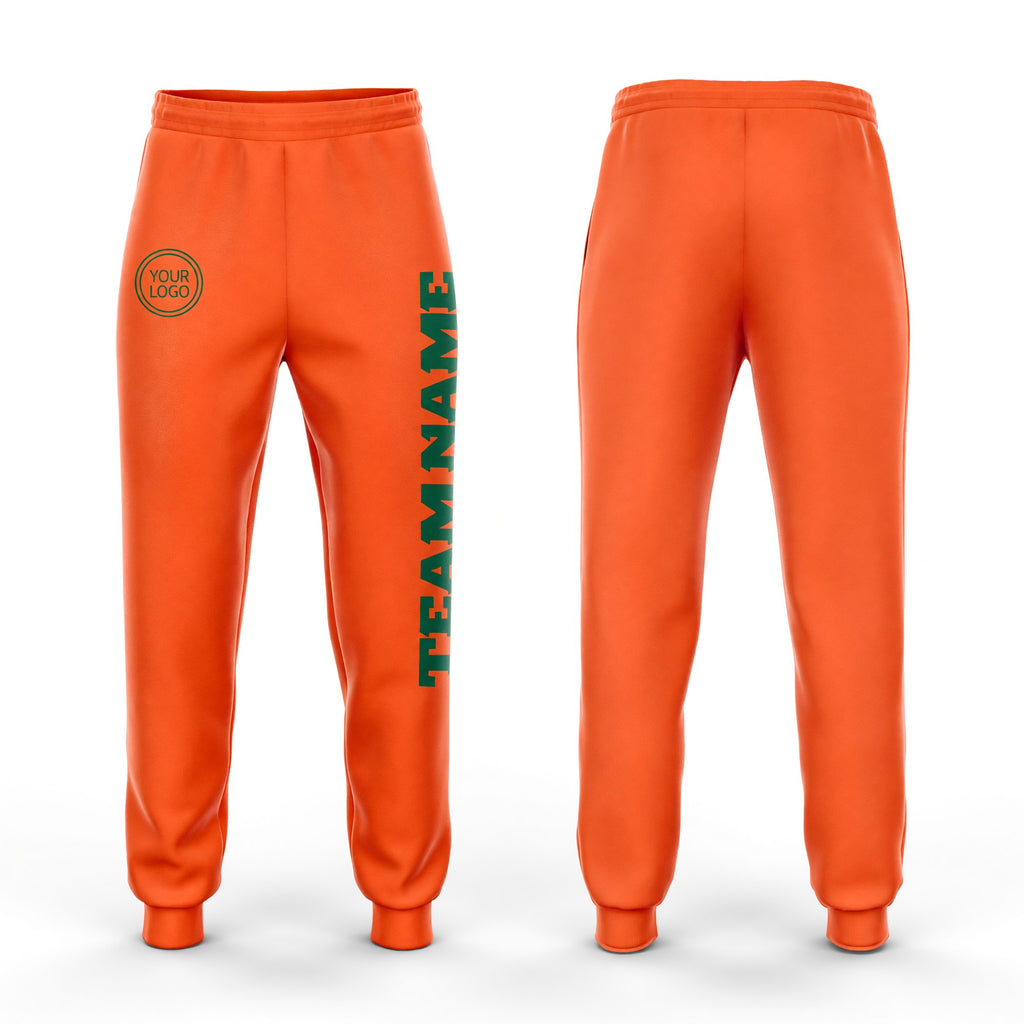 Custom Orange Kelly Green Fleece Jogger Sweatpants