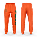 Custom Orange Kelly Green Fleece Jogger Sweatpants