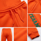 Custom Orange Kelly Green Fleece Jogger Sweatpants detail