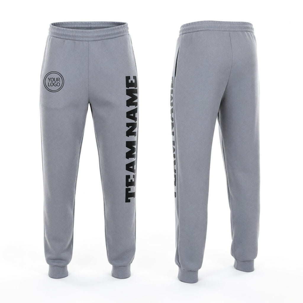 Custom Gray Black Fleece Jogger Sweatpants