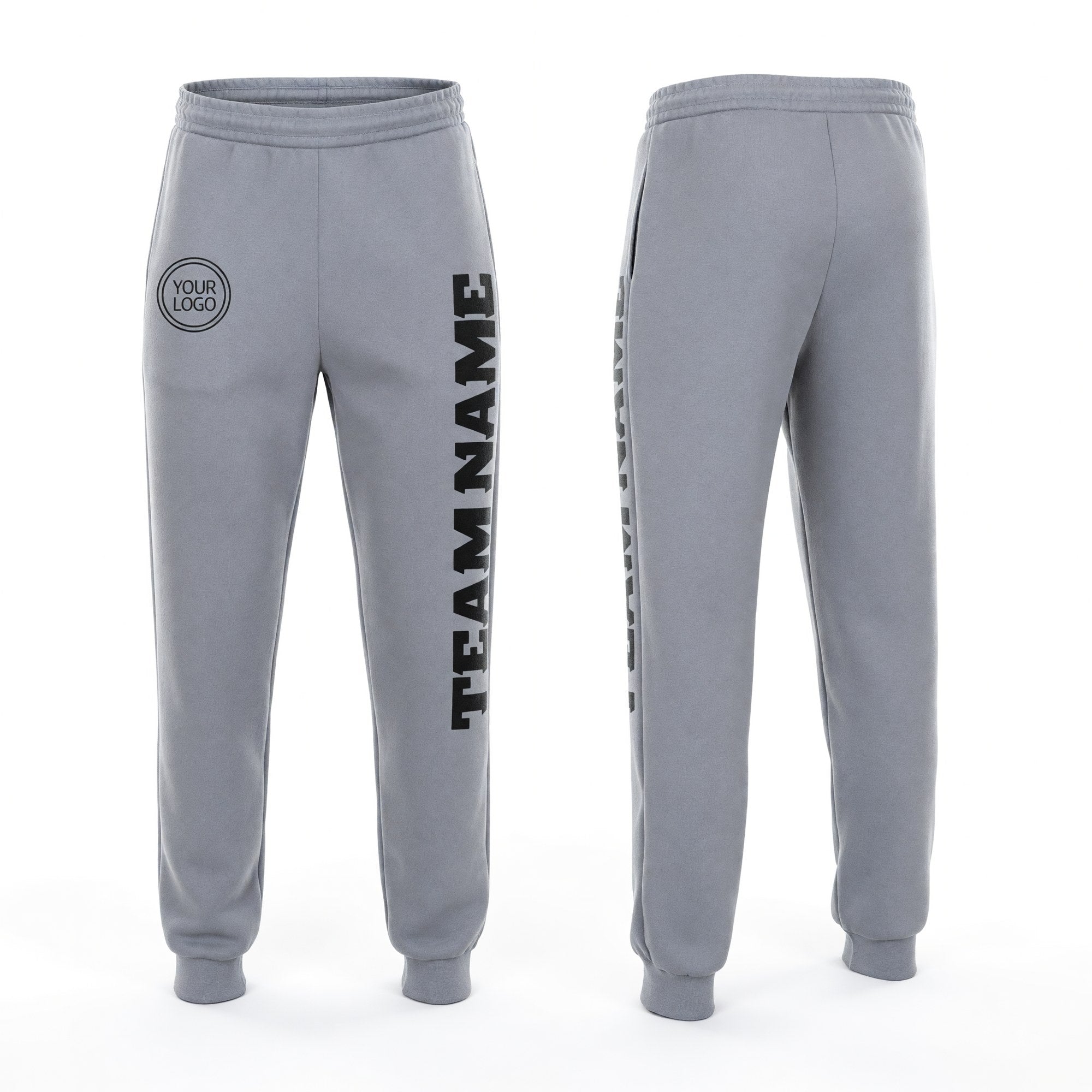 Custom Gray Black Fleece Jogger Sweatpants