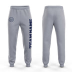 Custom Gray Navy Fleece Jogger Sweatpants