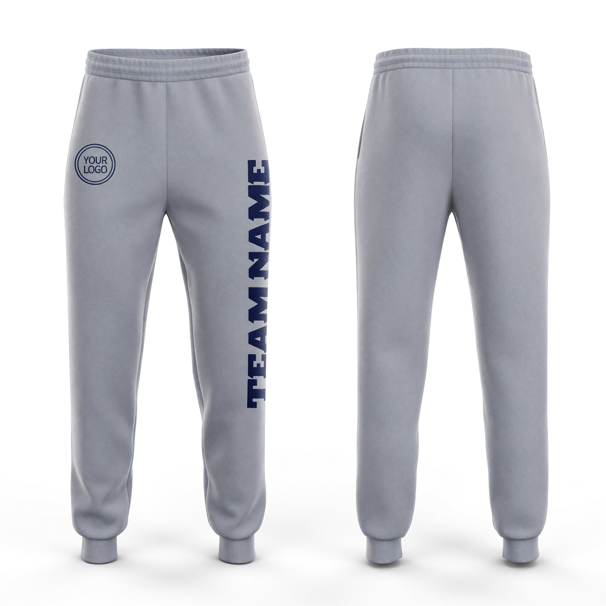 Custom Gray Navy Fleece Jogger Sweatpants
