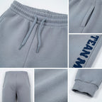 Custom Gray Navy Fleece Jogger Sweatpants detail