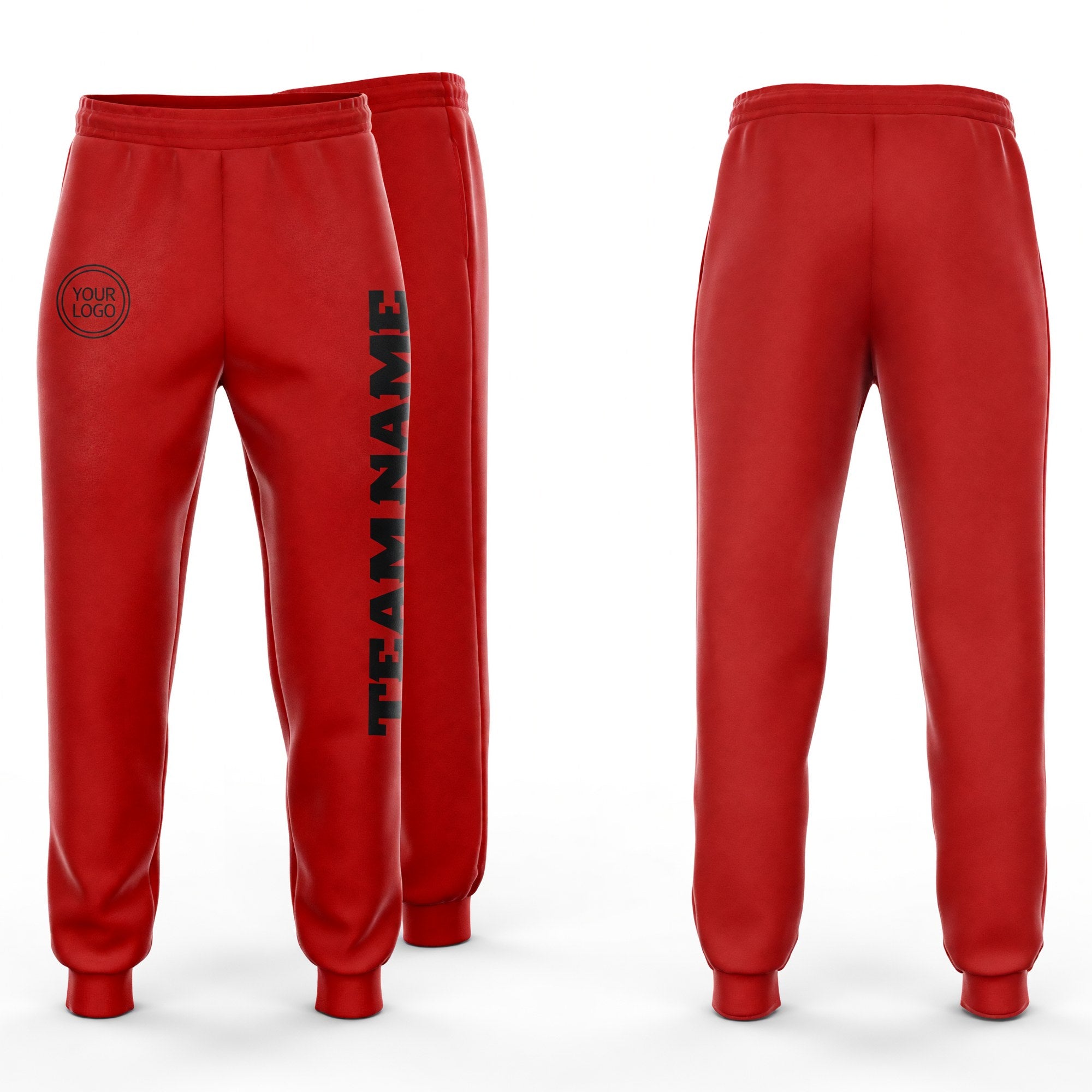 Custom Red Black Fleece Jogger Sweatpants