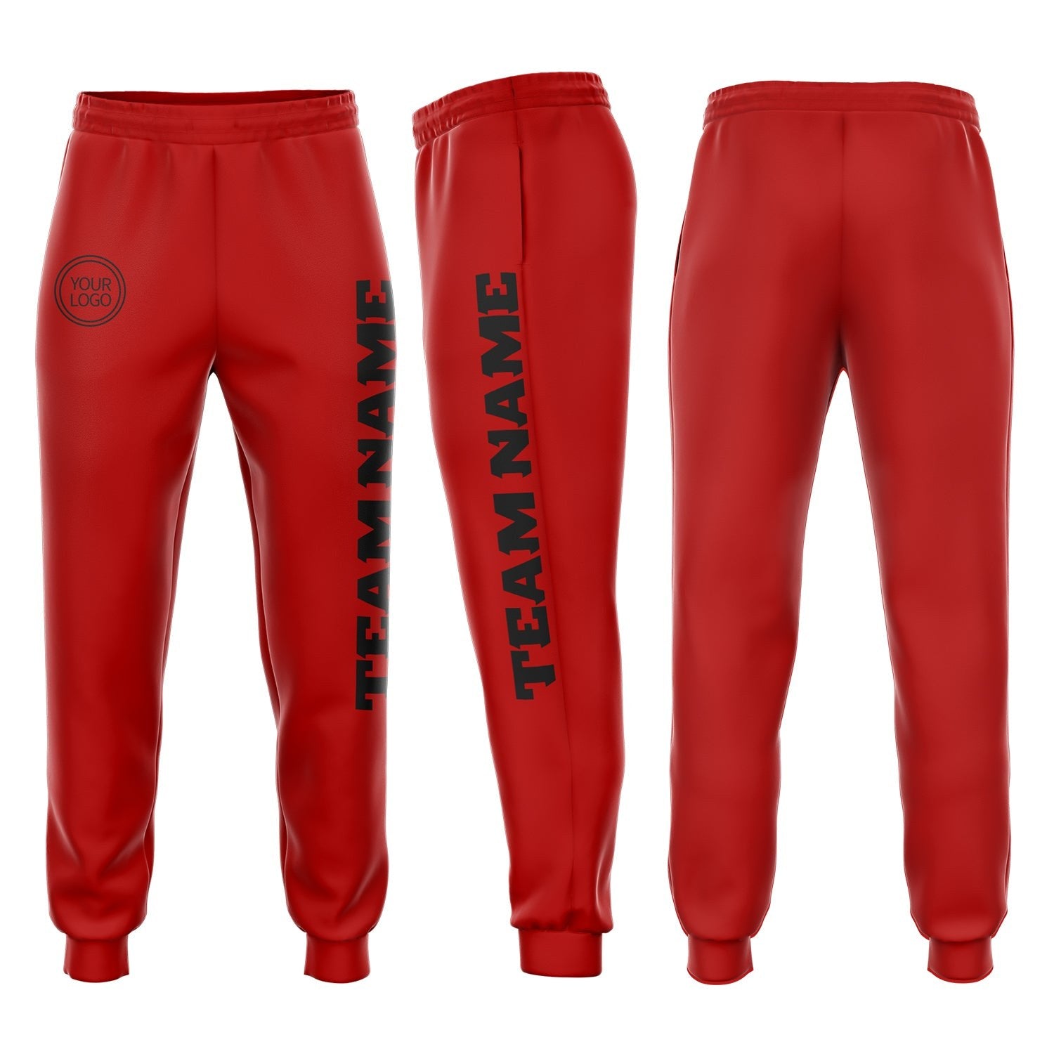 Custom Red Black Fleece Jogger Sweatpants photo 1