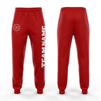 Custom Red White Fleece Jogger Sweatpants