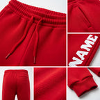 Custom Red White Fleece Jogger Sweatpants detail