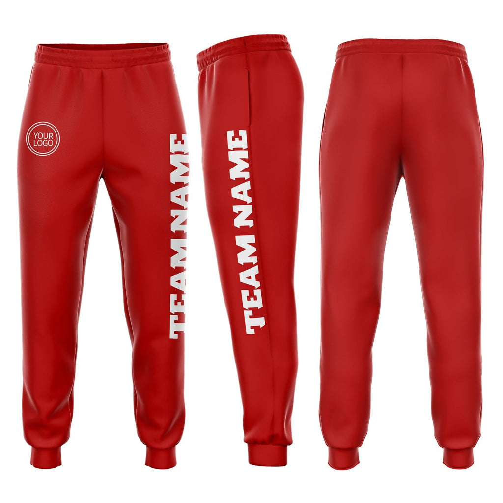 Custom Red White Fleece Jogger Sweatpants photo 1