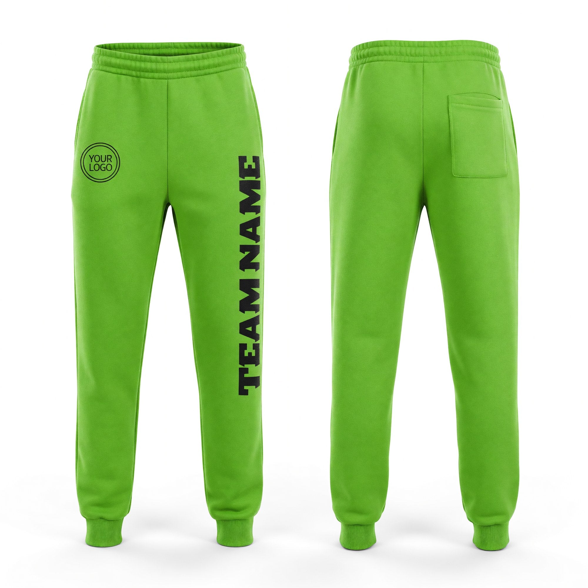 Custom Neon Green Black Fleece Jogger Sweatpants