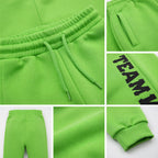 Custom Neon Green Black Fleece Jogger Sweatpants detail