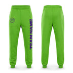 Custom Neon Green Purple Fleece Jogger Sweatpants