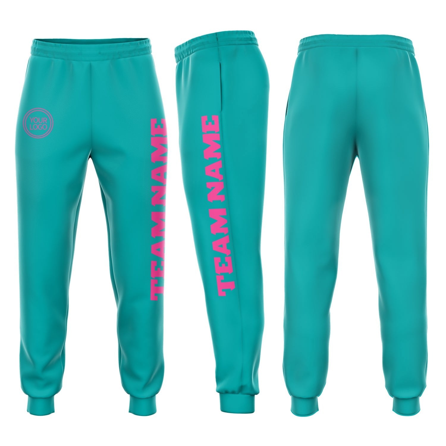 Custom Aqua Pink Fleece Jogger Sweatpants photo 1