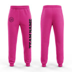 Custom Pink Black Fleece Jogger Sweatpants